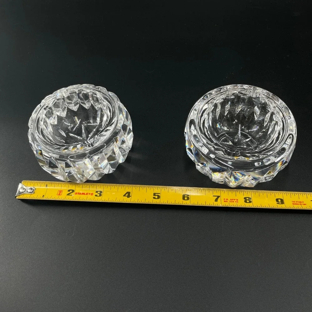 2 Waterford Crystal Signed Ashtrays Alana Trinket Dish Tea Light Holder Vintage